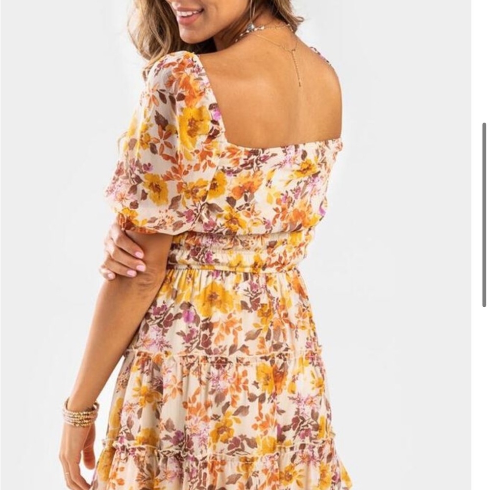 Floral Tiered Puff Sleeve Dress Jun & Ivy Flowy Small